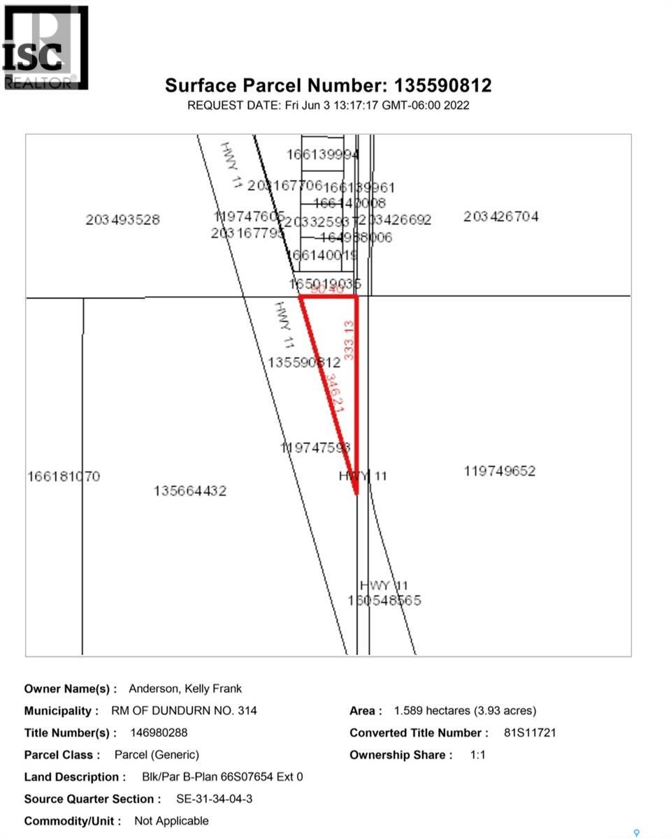 Vacant Land For Sale | Highway 11 Property | Dundurn Rm No 314 | S0K1K0