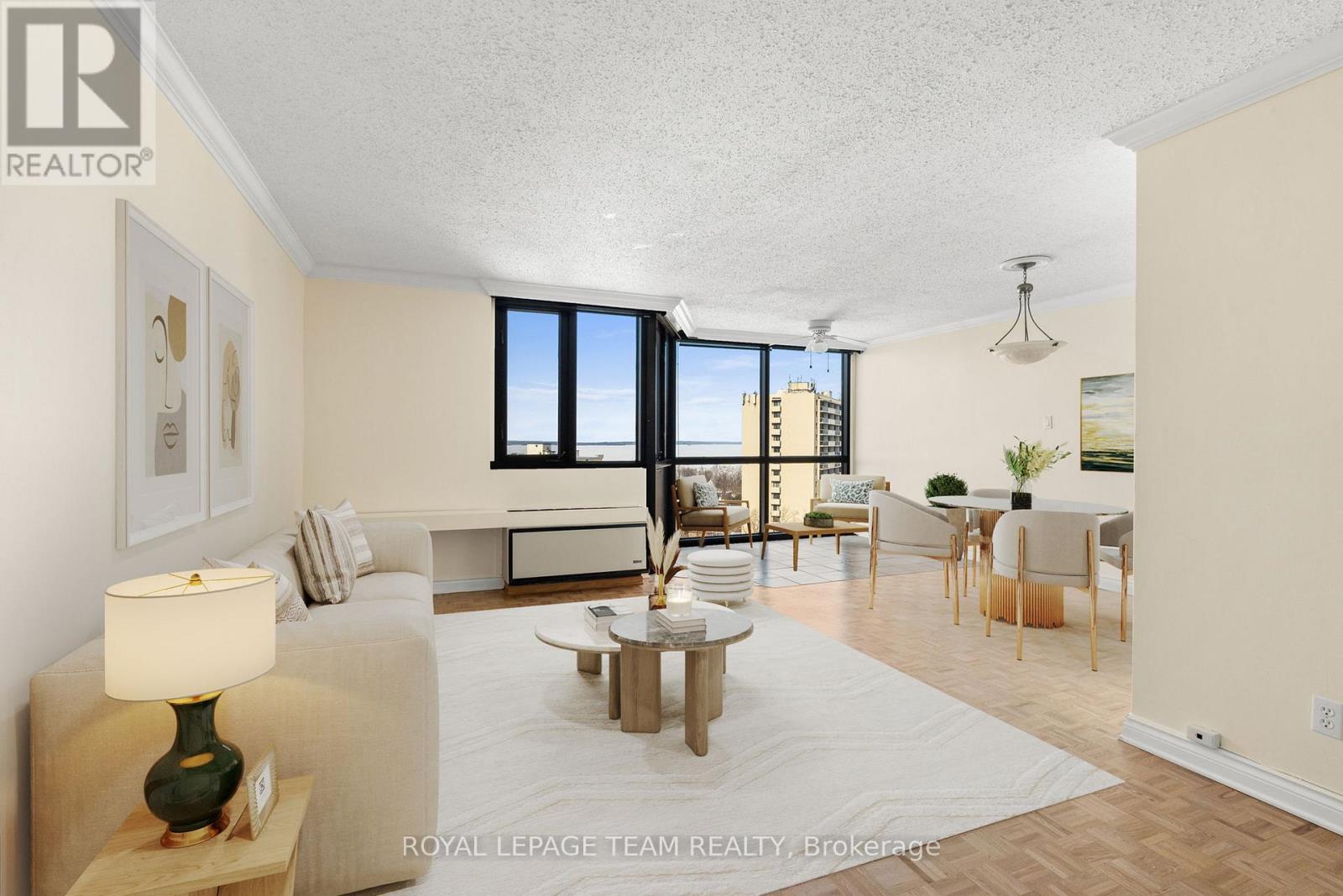 Virtually staged Living/Dining Room
