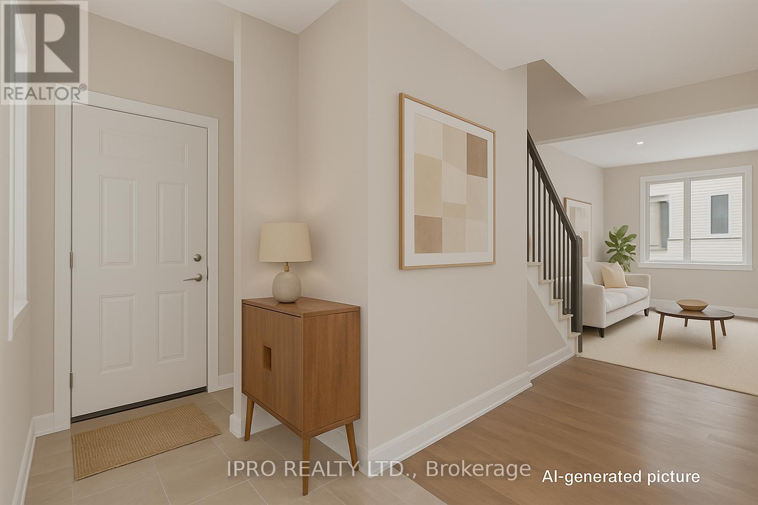 Virtually Staged Front Foyer, Mudroom to the garag