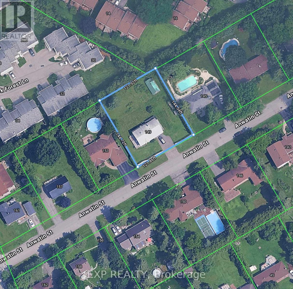 Aerial view w/ lot lines