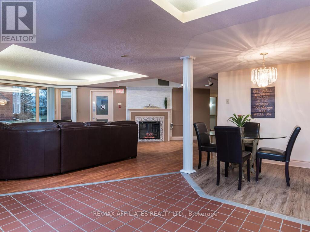 Gathering space with fireplace