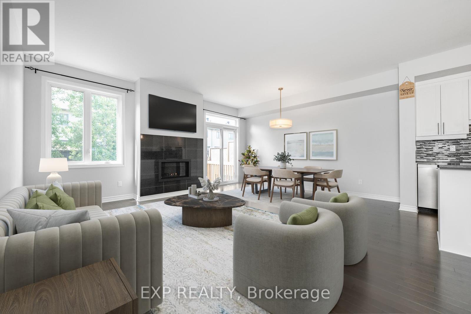 Virtually Staged Living and Dining Room