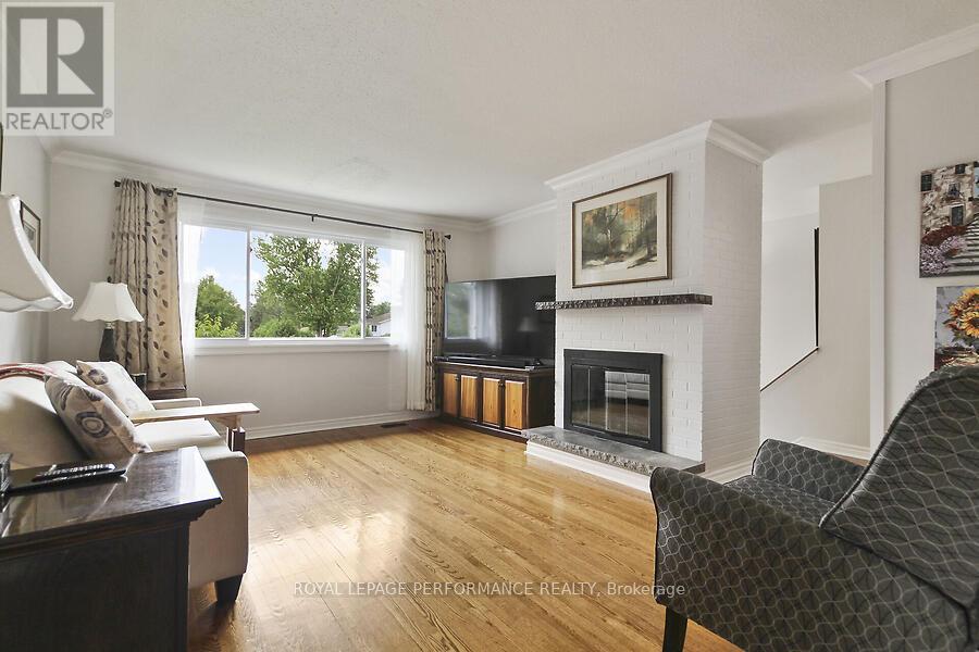 Living Room with wood burning Fireplace