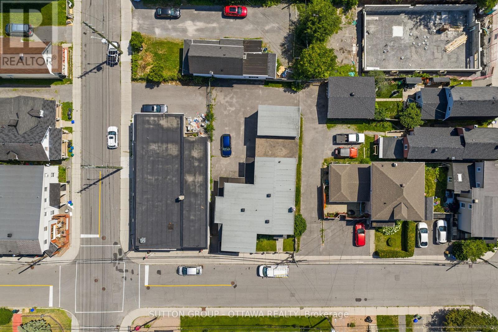 Aerial view with city Lane on the right