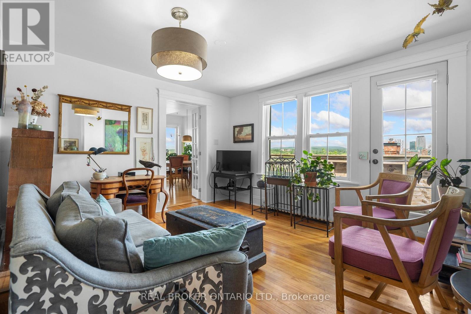Living room with north views of the Gatineau Hills