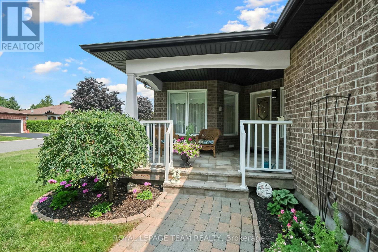 Spacious stone porch.