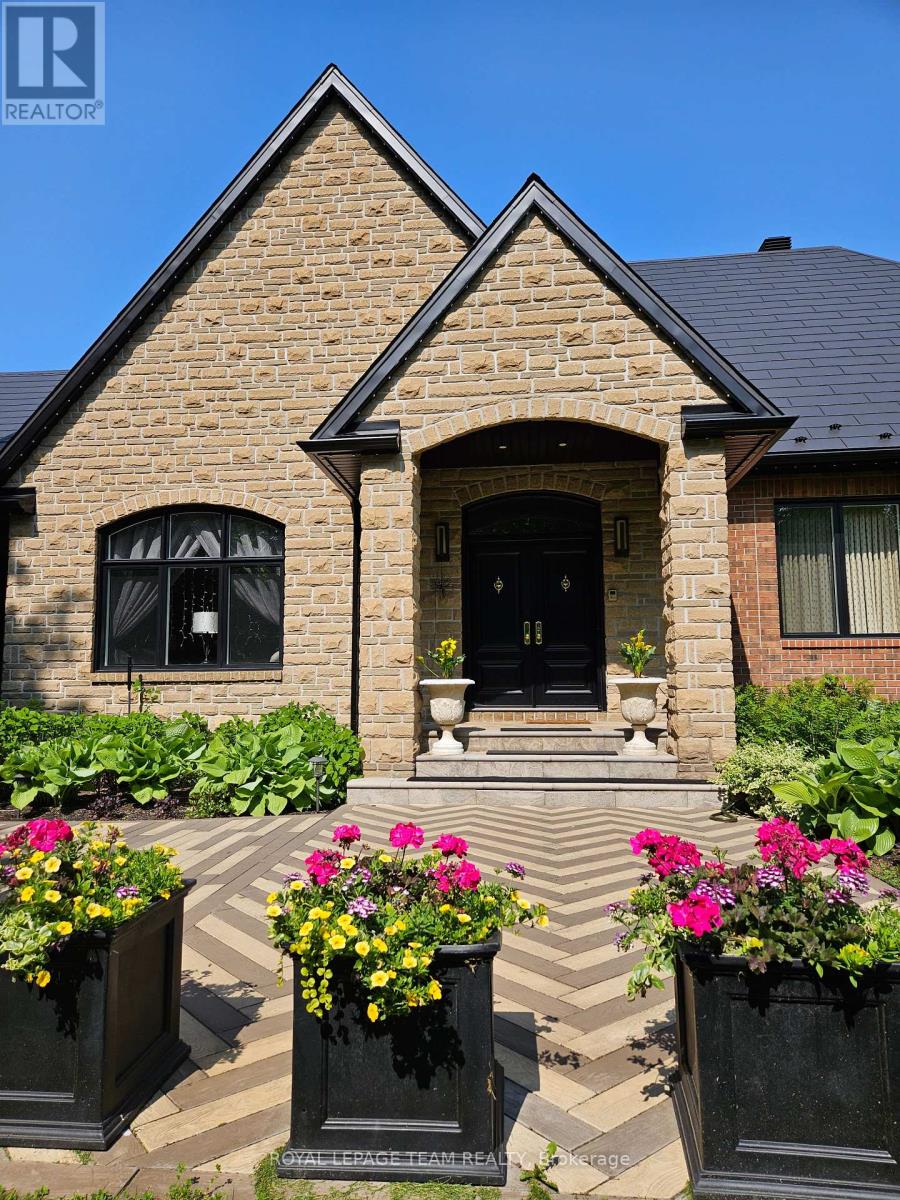 Custom Stone Walkway Double Oak Doors Steel Roofs
