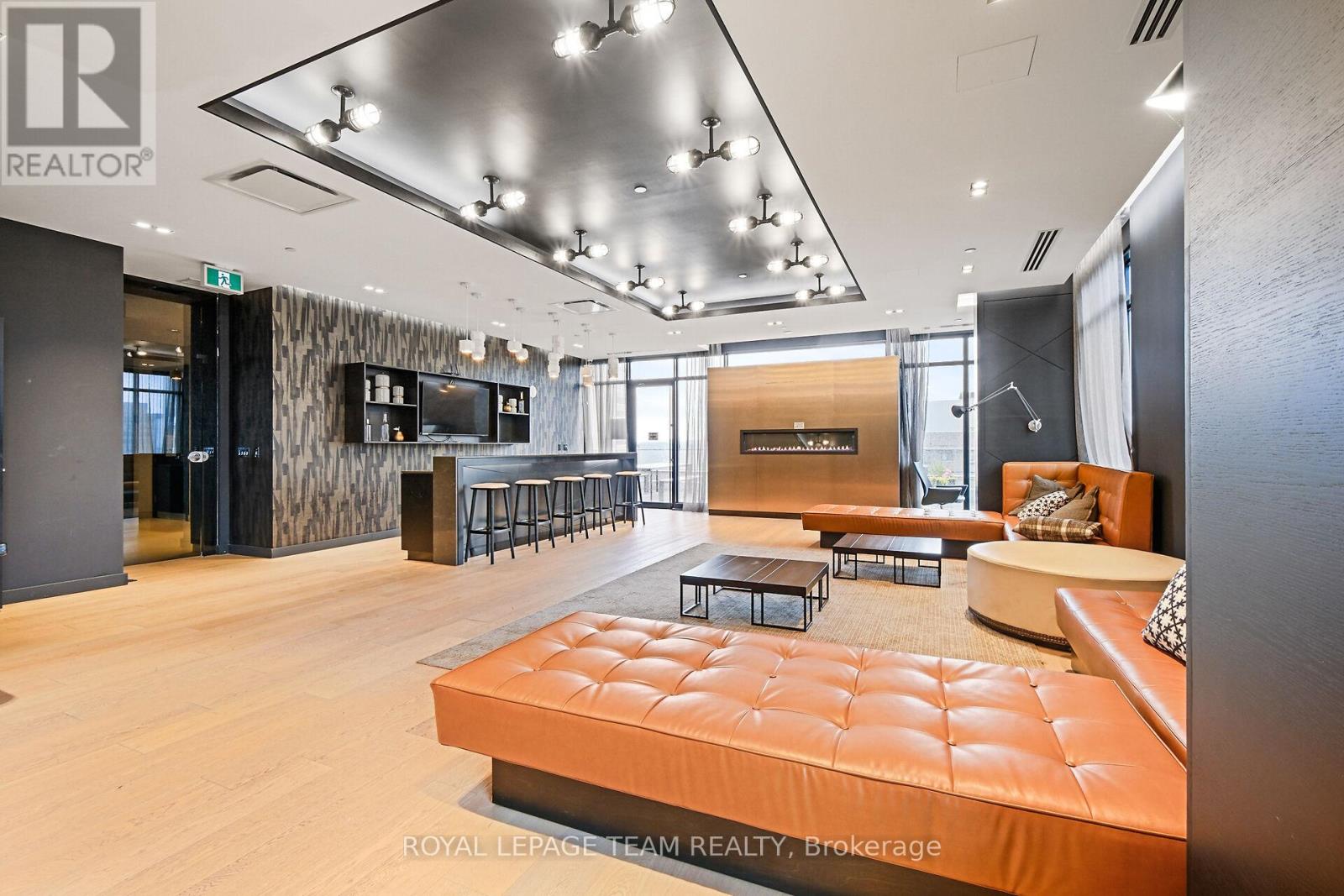 Lounge area beside the front lobby of building.