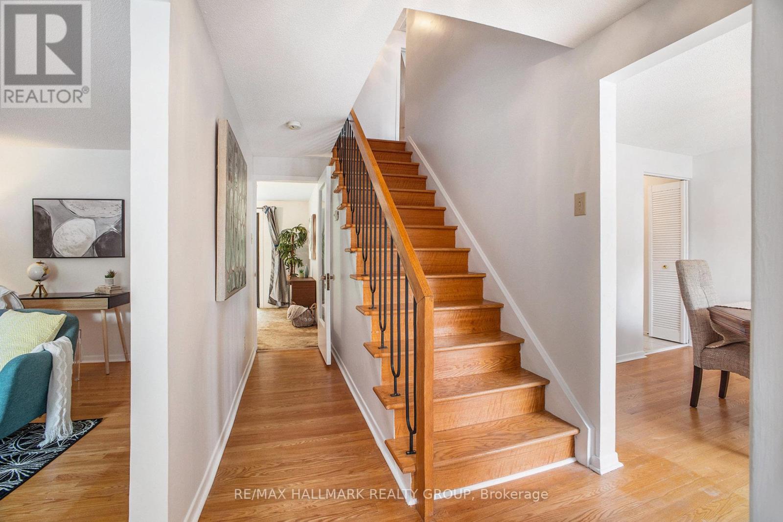 Hardwood stairs and railing