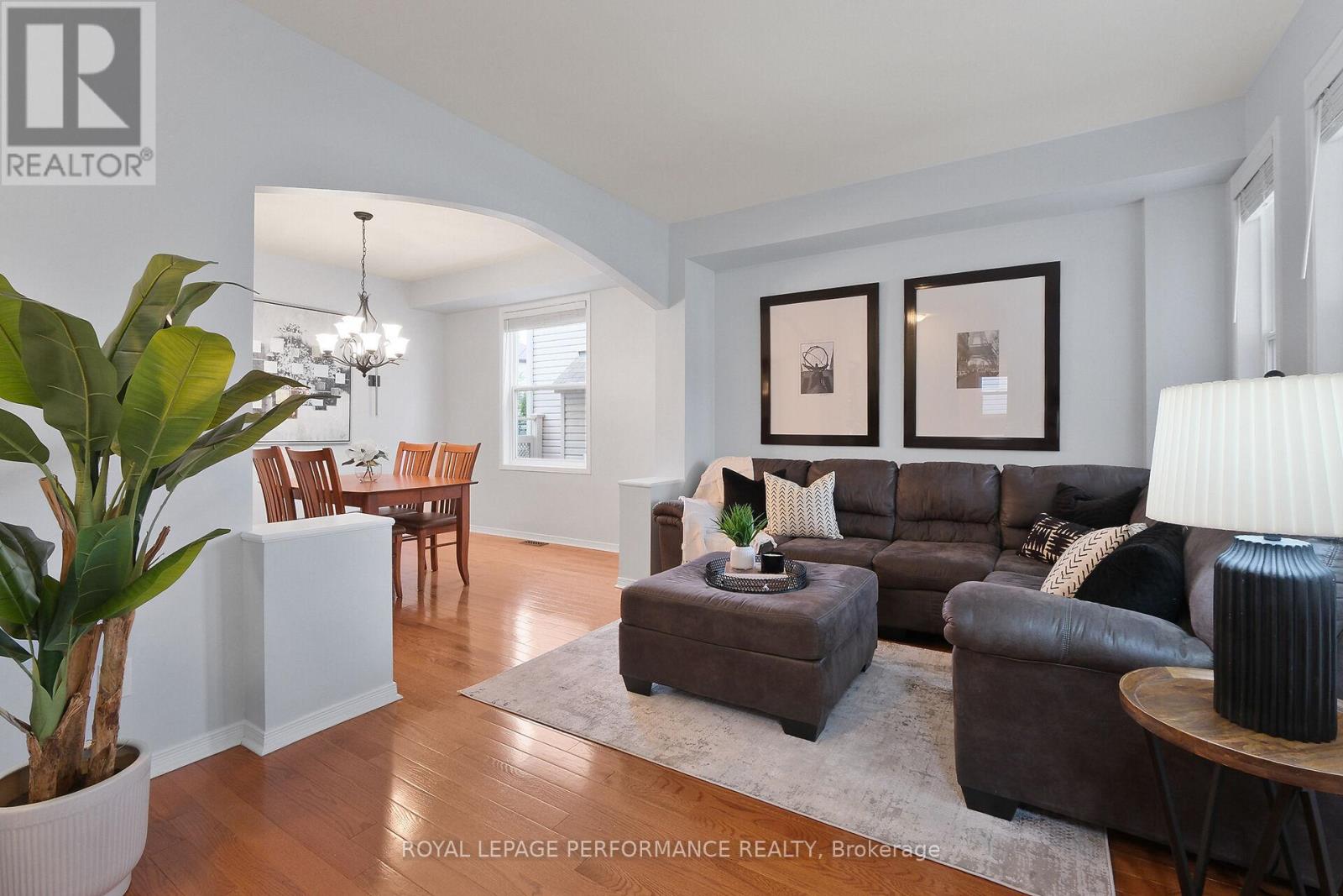 Open-concept formal living and dining area