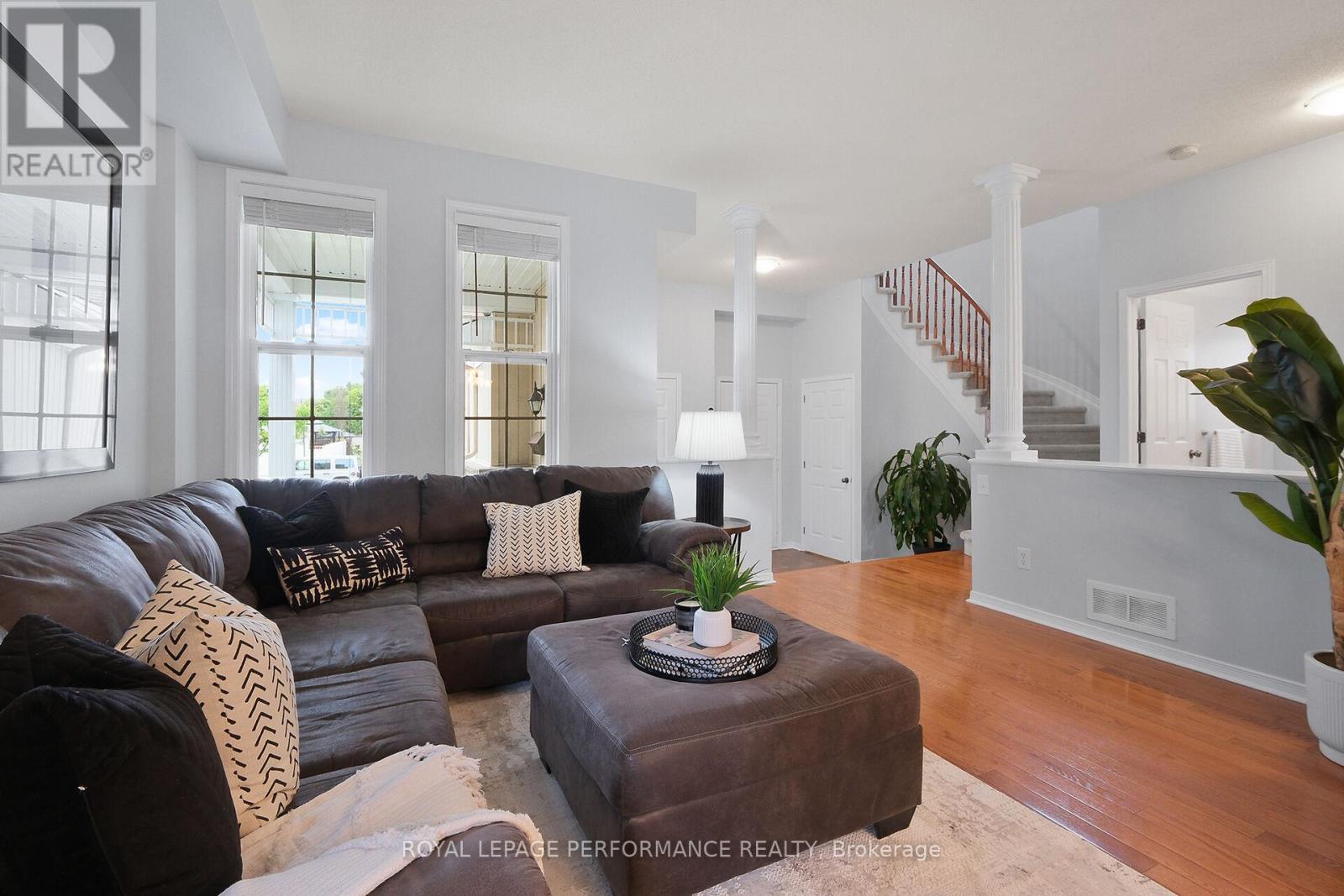 Adorned with rich hardwood flooring