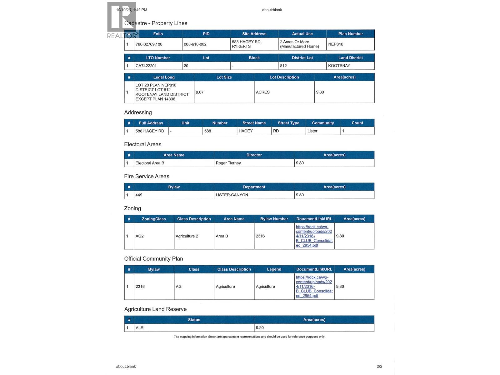 588 HAGEY Road, Creston