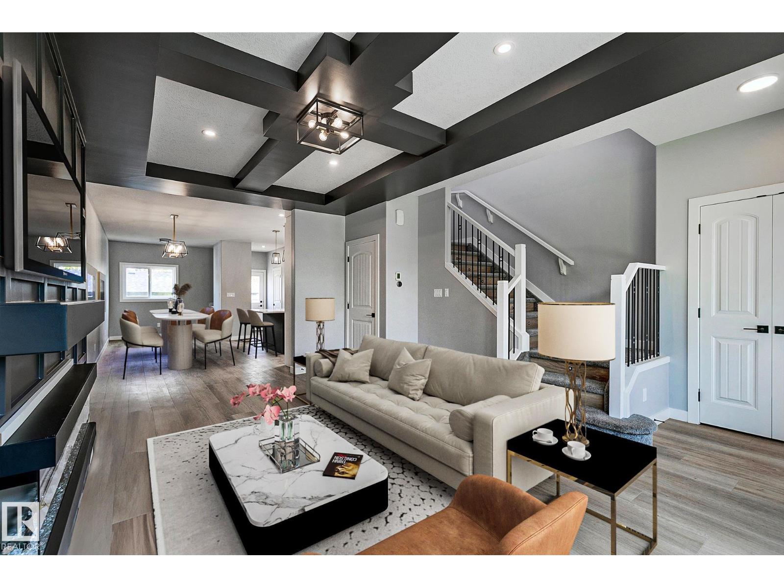 Living room with custom 3D fireplace feature wall in Inglewood duplex