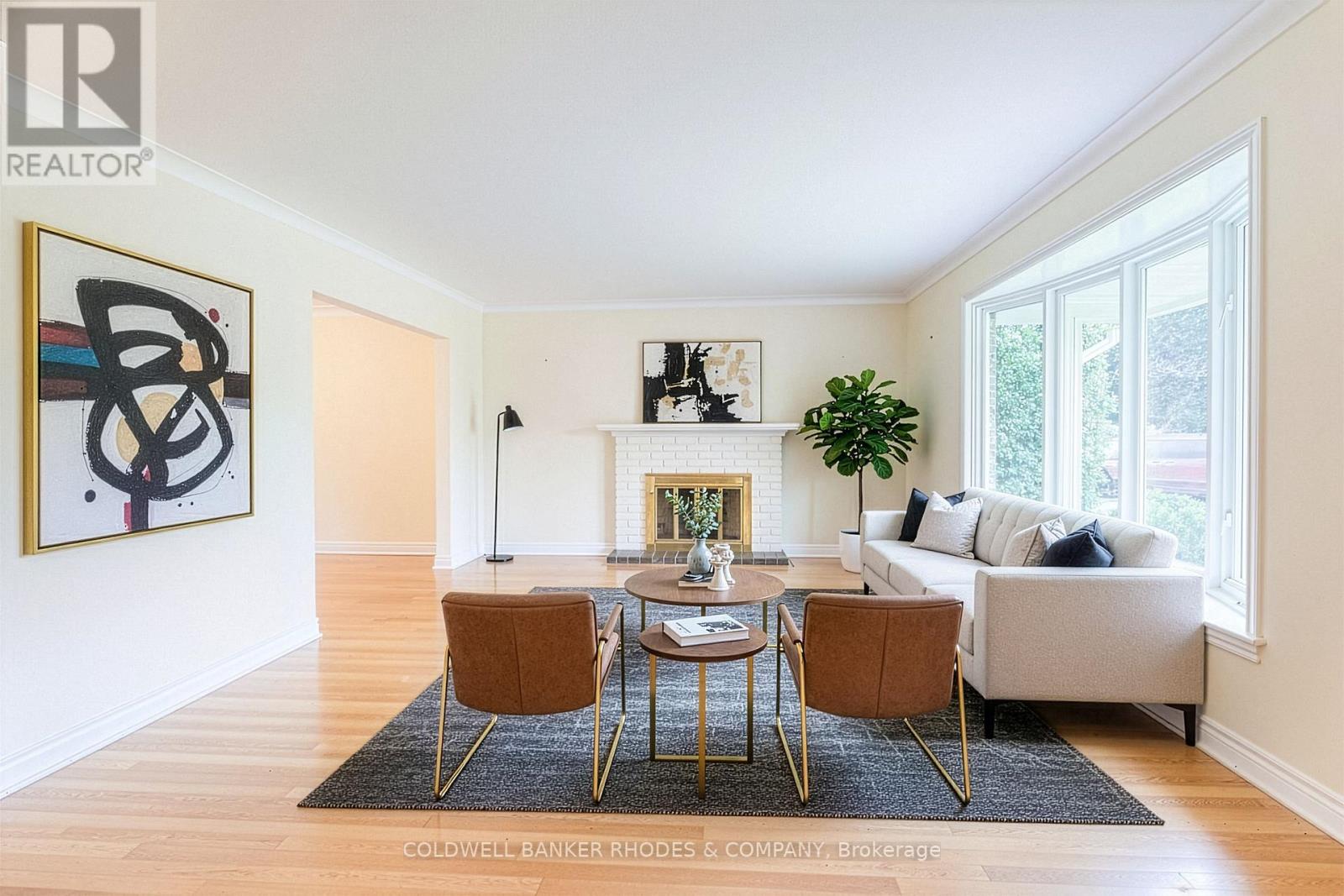 Living room digitally staged.