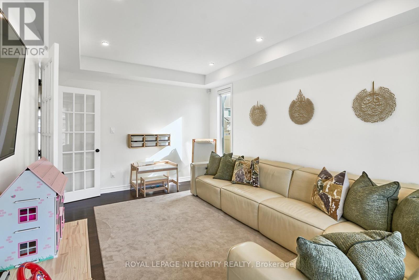 Living room with French door