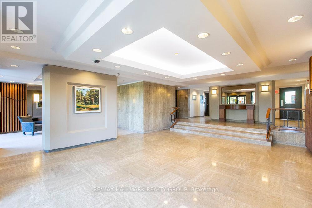 Spacious lobby featuring modern lighting
