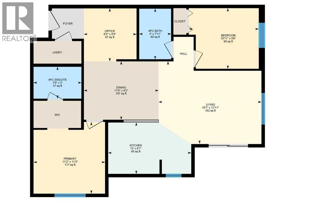 Functional floor plan with 2 bedrooms, 2 full baths and one den