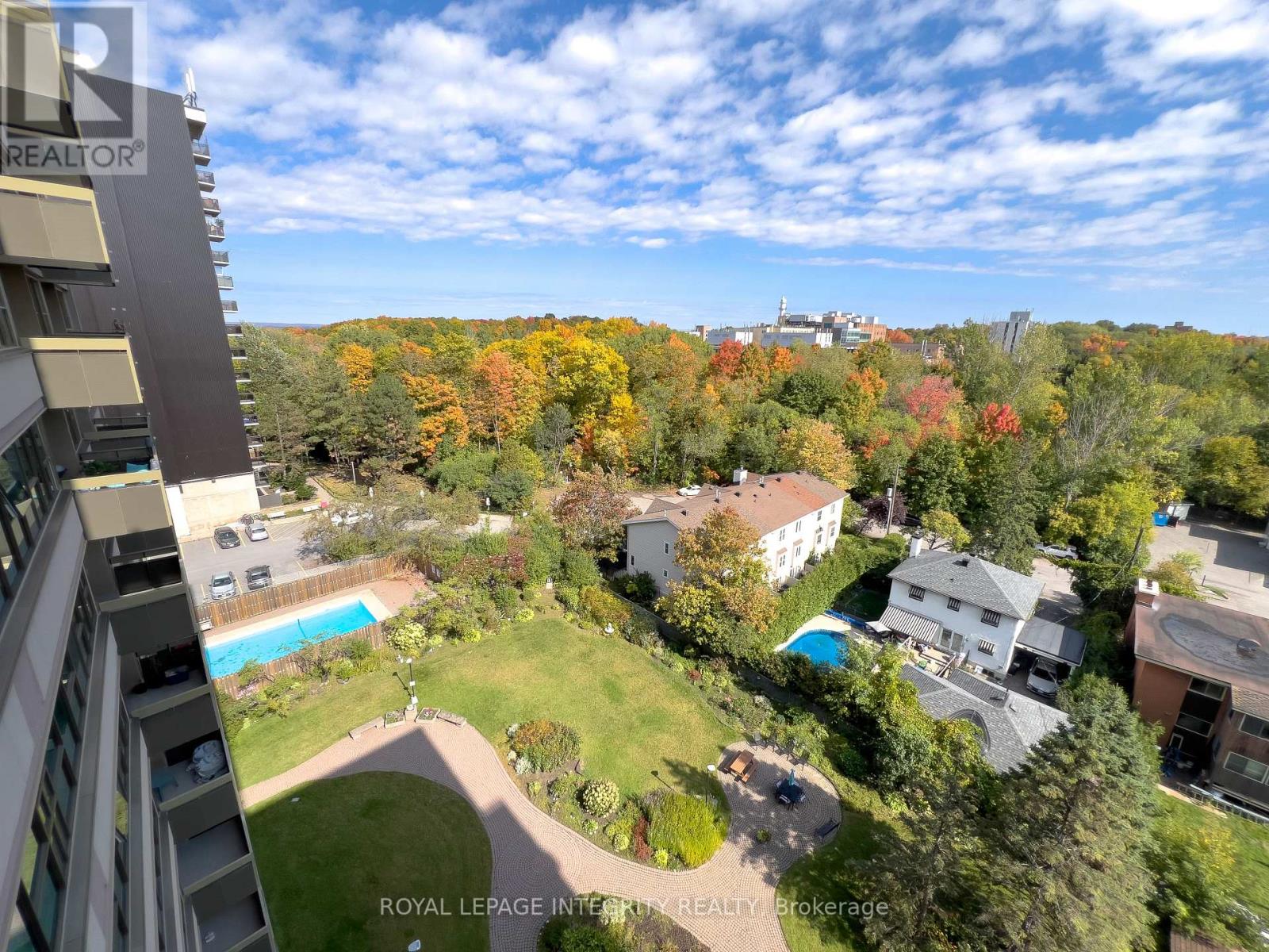Balcony view of Pool and Garden