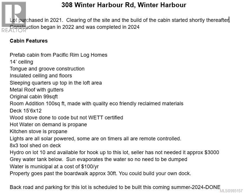 LT 11 308 Winter Harbour Rd, Winter Harbour