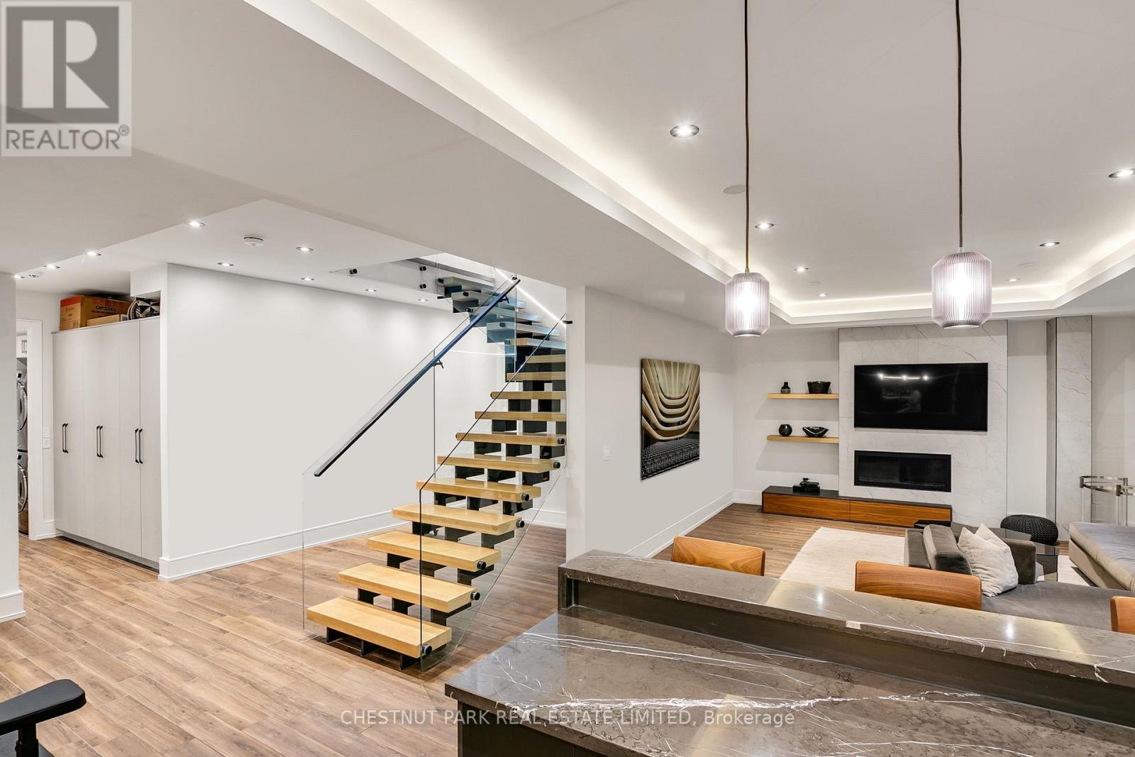 Lower Level rec room with heated floors