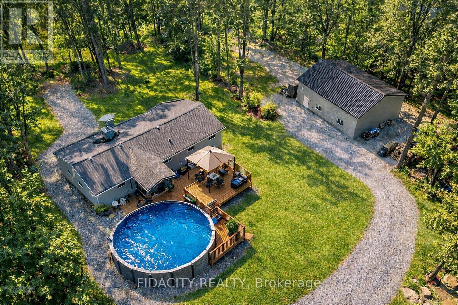 AI GENERATED. Deck, driveway gazebo altered.