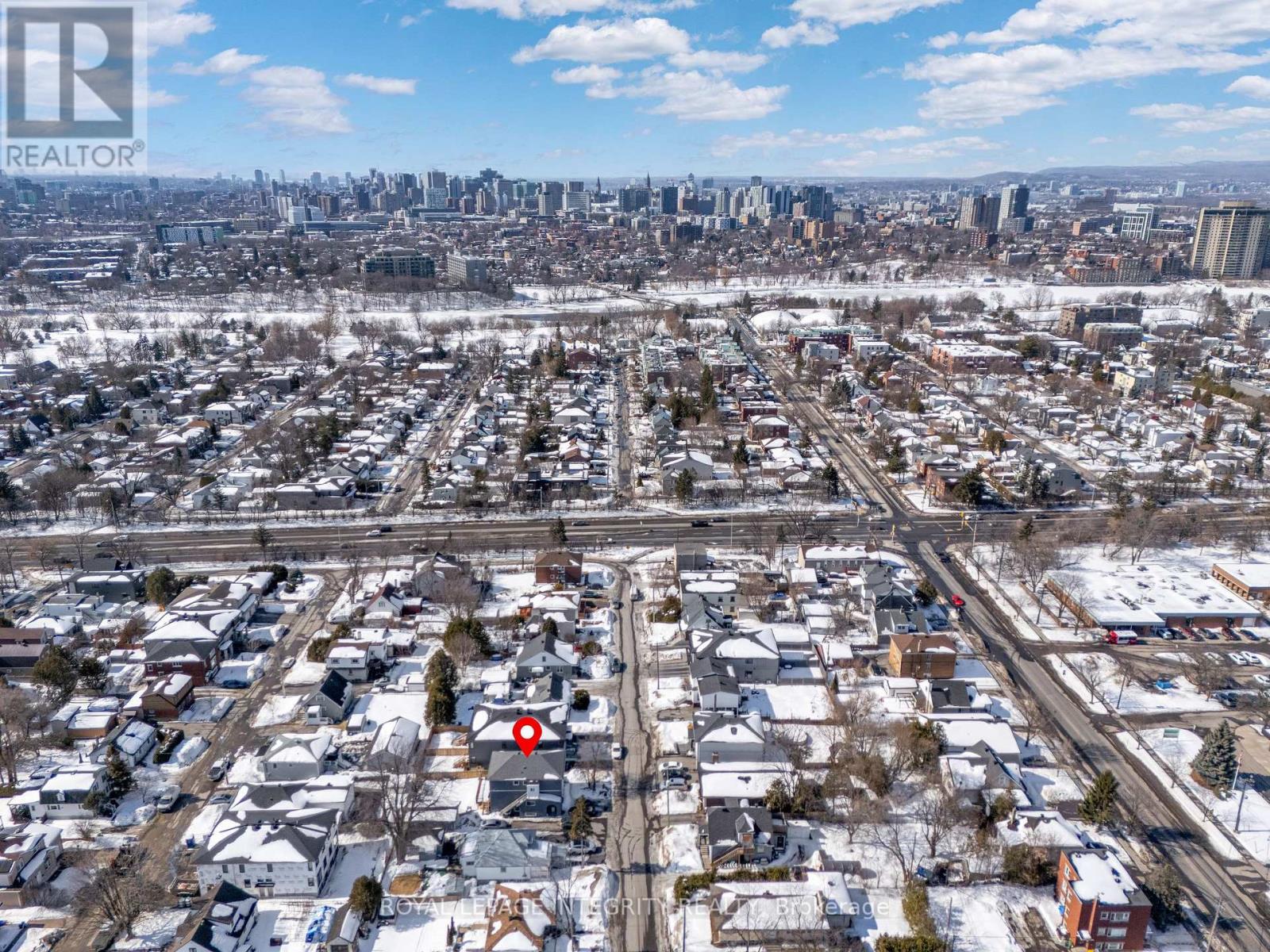 Aerial showing proximity to downtown