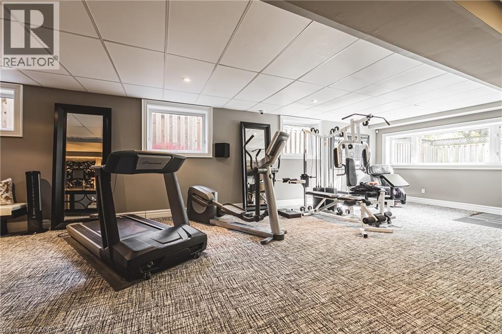 Workout room with a paneled ceiling