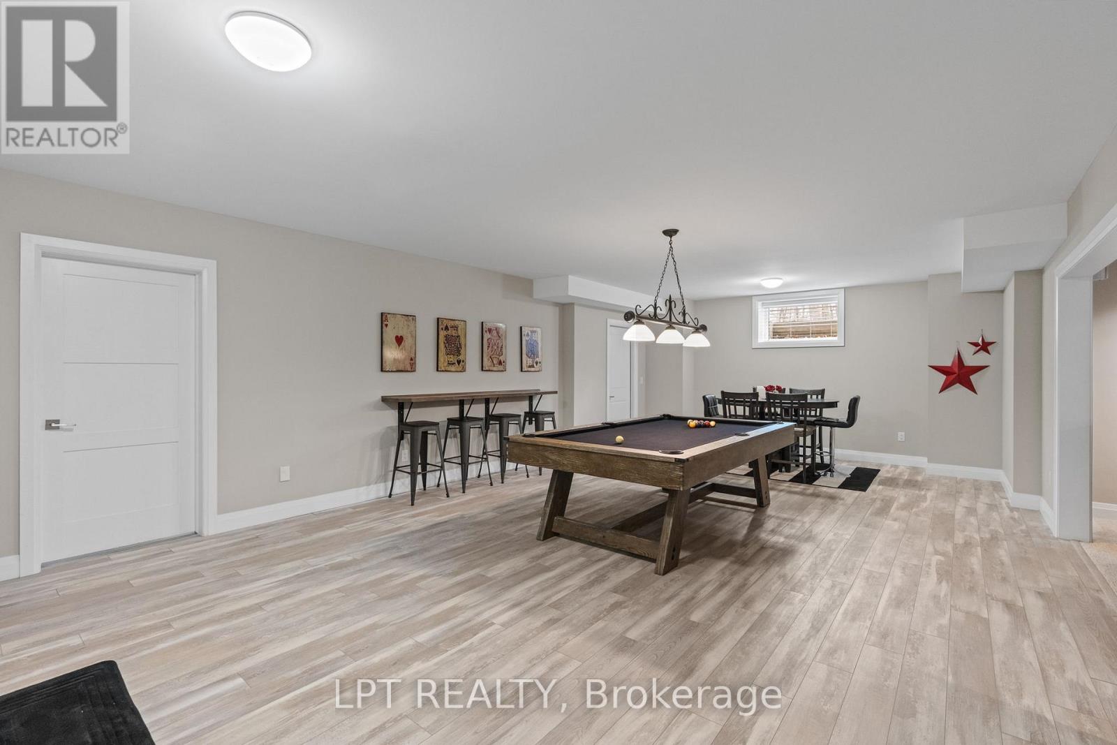 Pool table and bar table area.