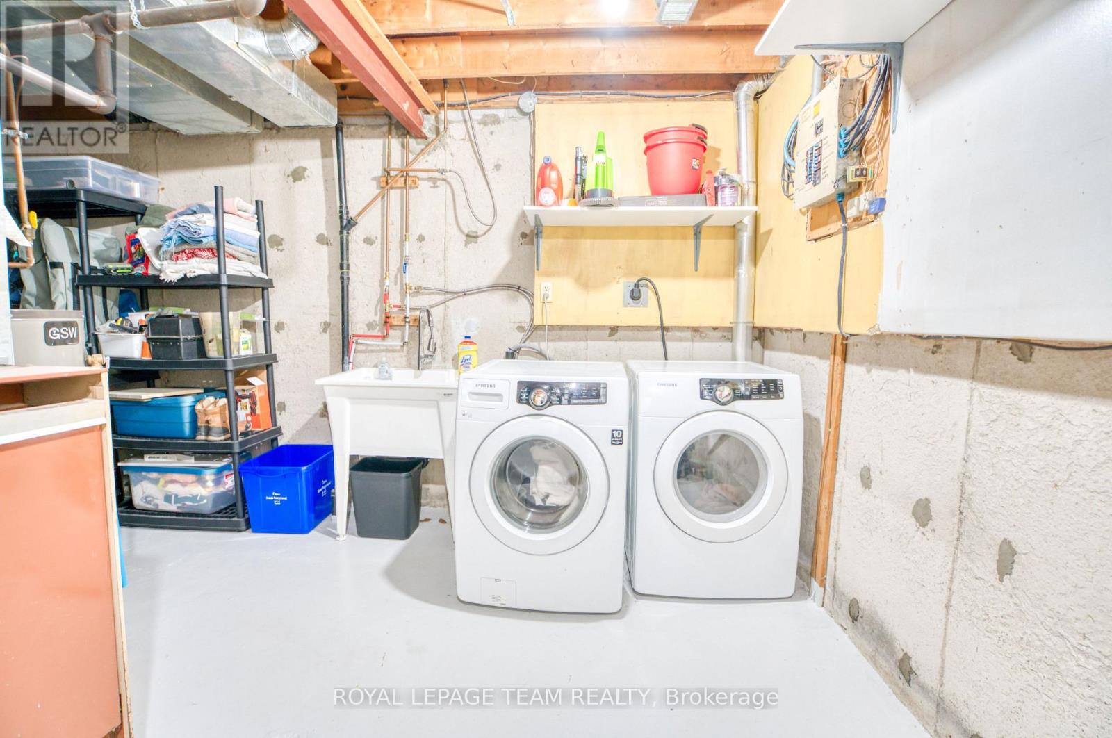 Clean and bright laundry and storage area
