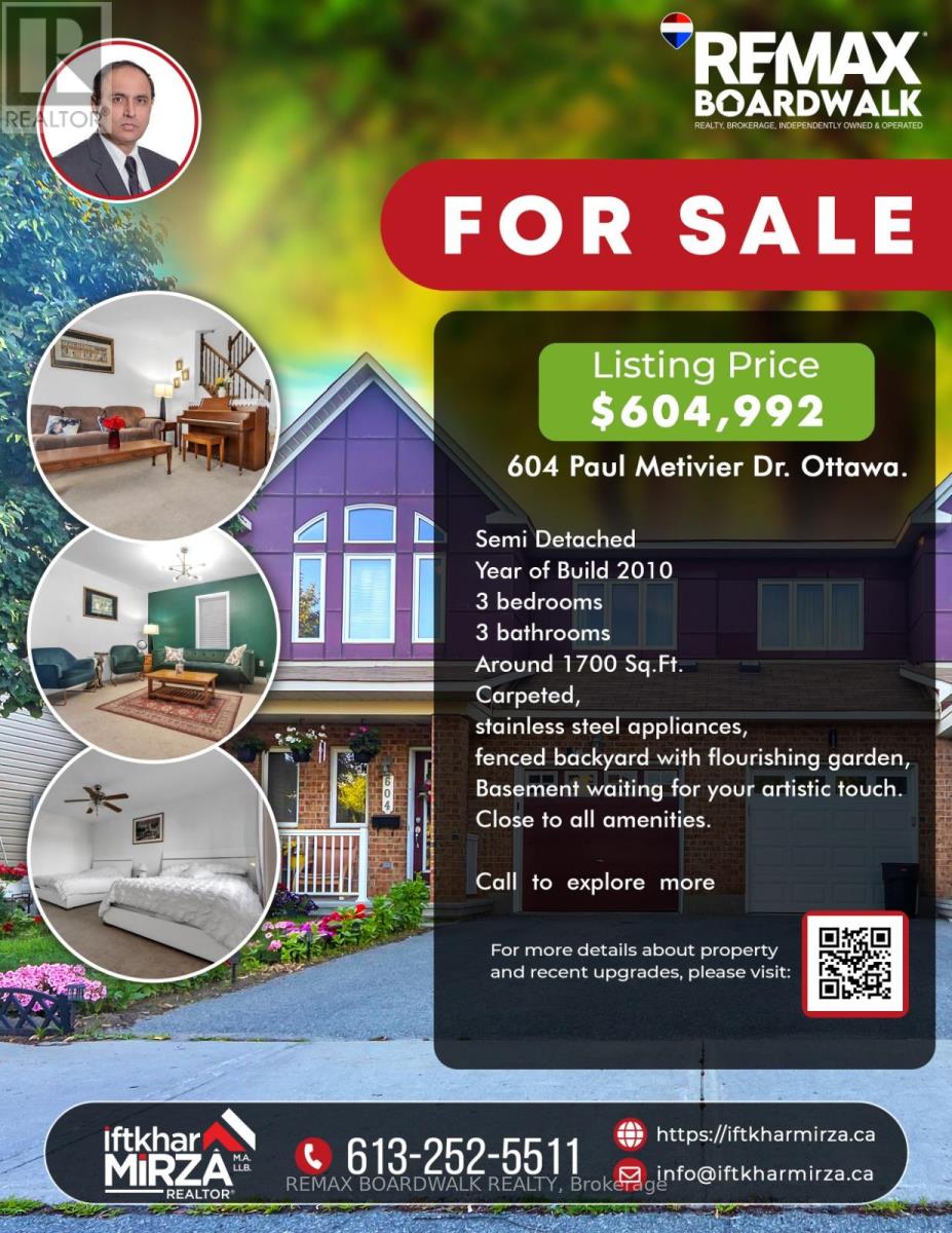 604 PAUL METIVIER DRIVE, Ottawa, Ontario