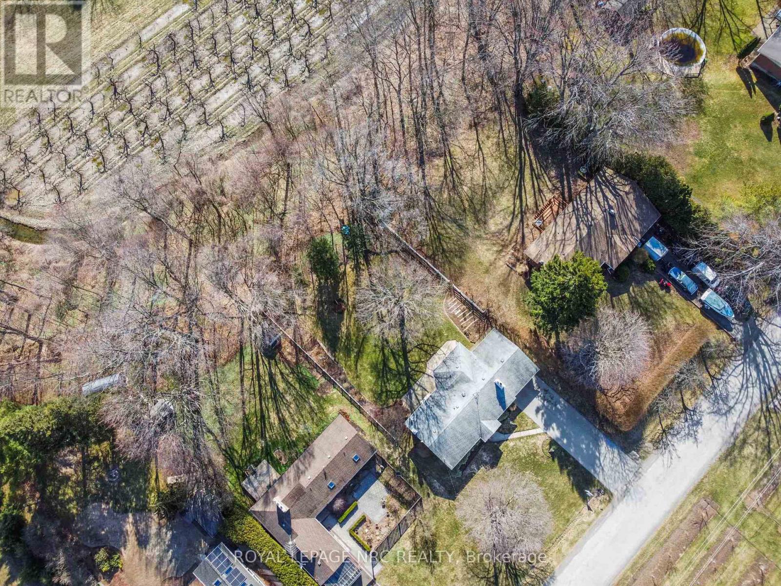 Aerial View of Back Yard and Pear Tree Orchards