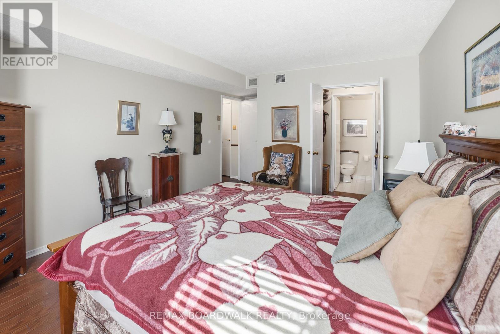 Large walk through closet and ensuite 4pc bath.