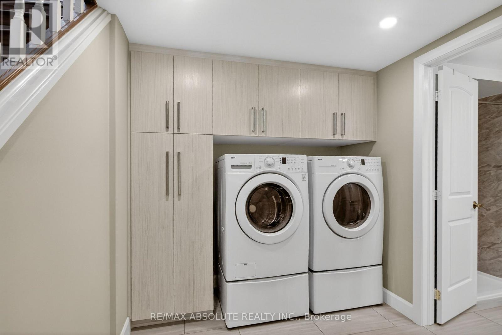 Laundry room in basement