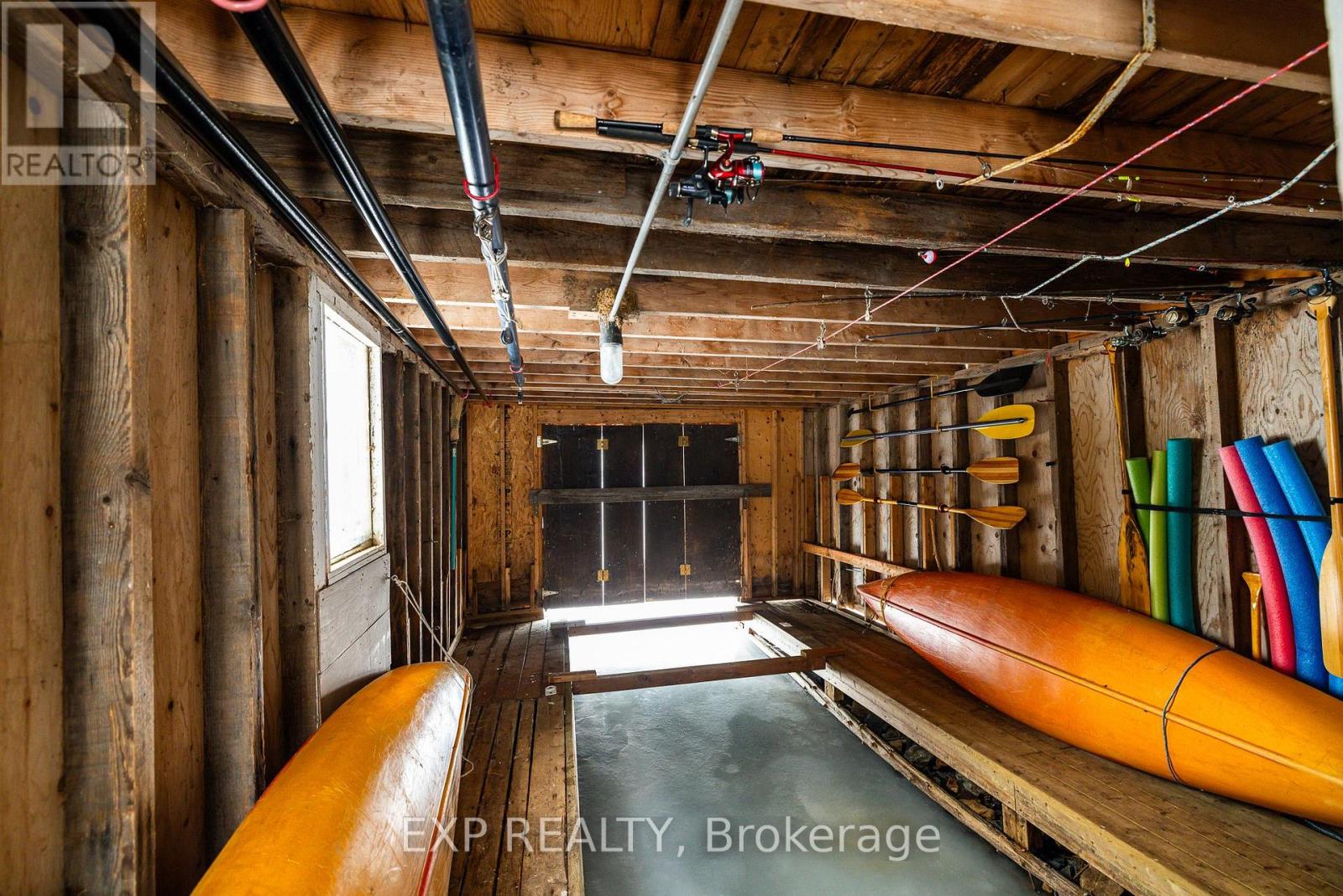 Inside the boathouse - braced in the winter