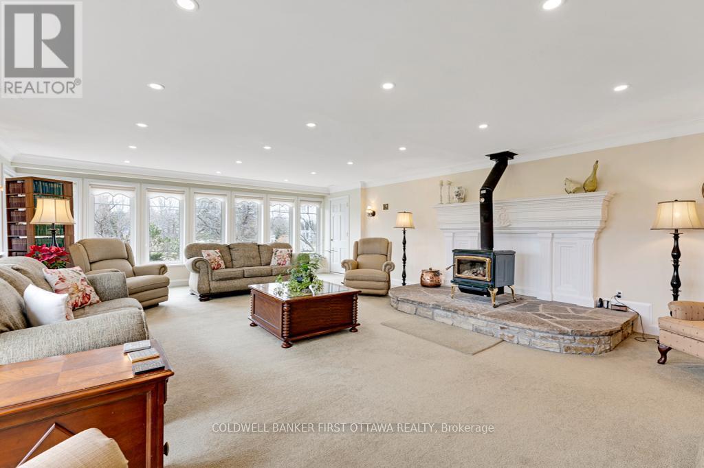 Warming woodstove in sunroom lounge