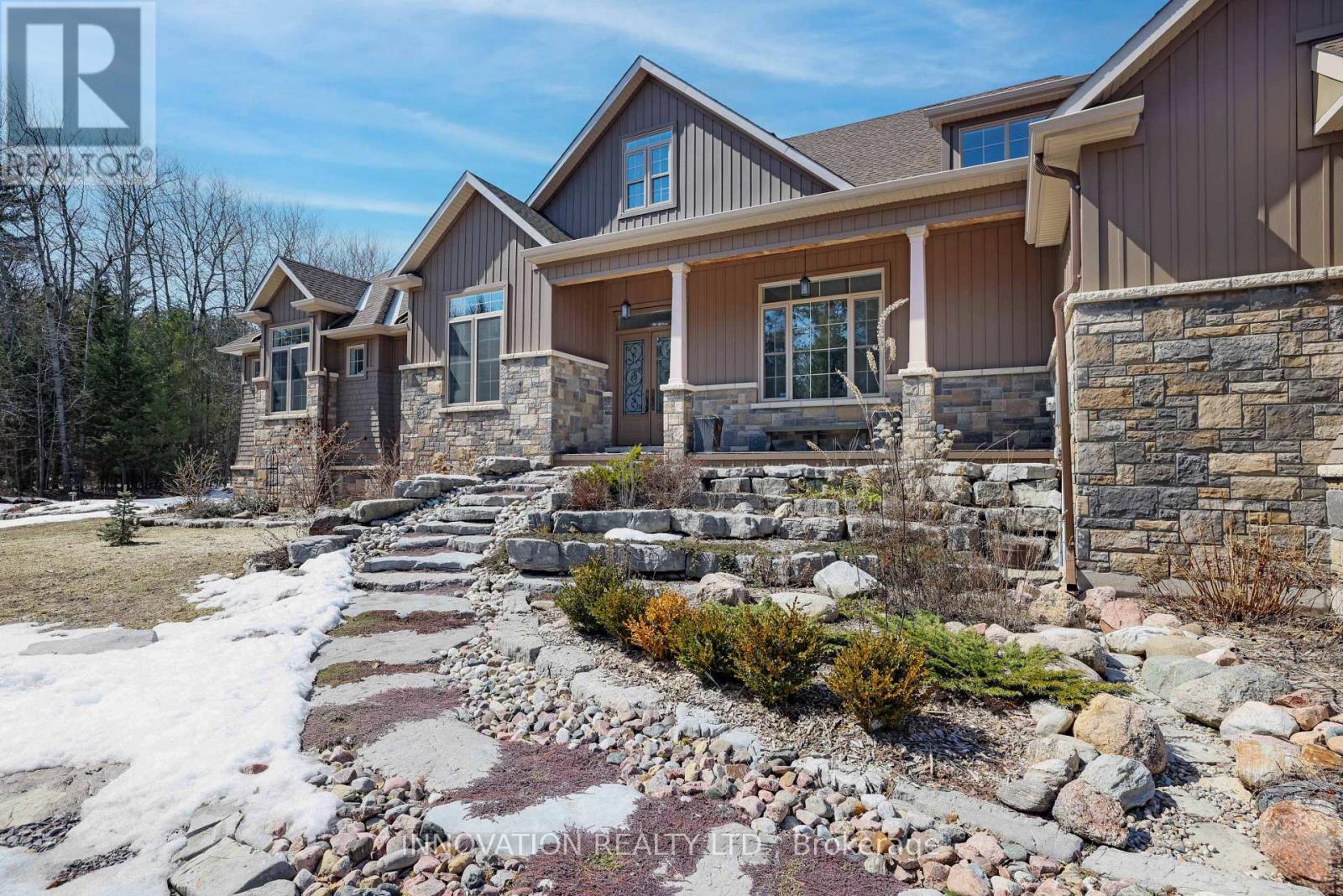 Natural stone walkway with perennial plantings