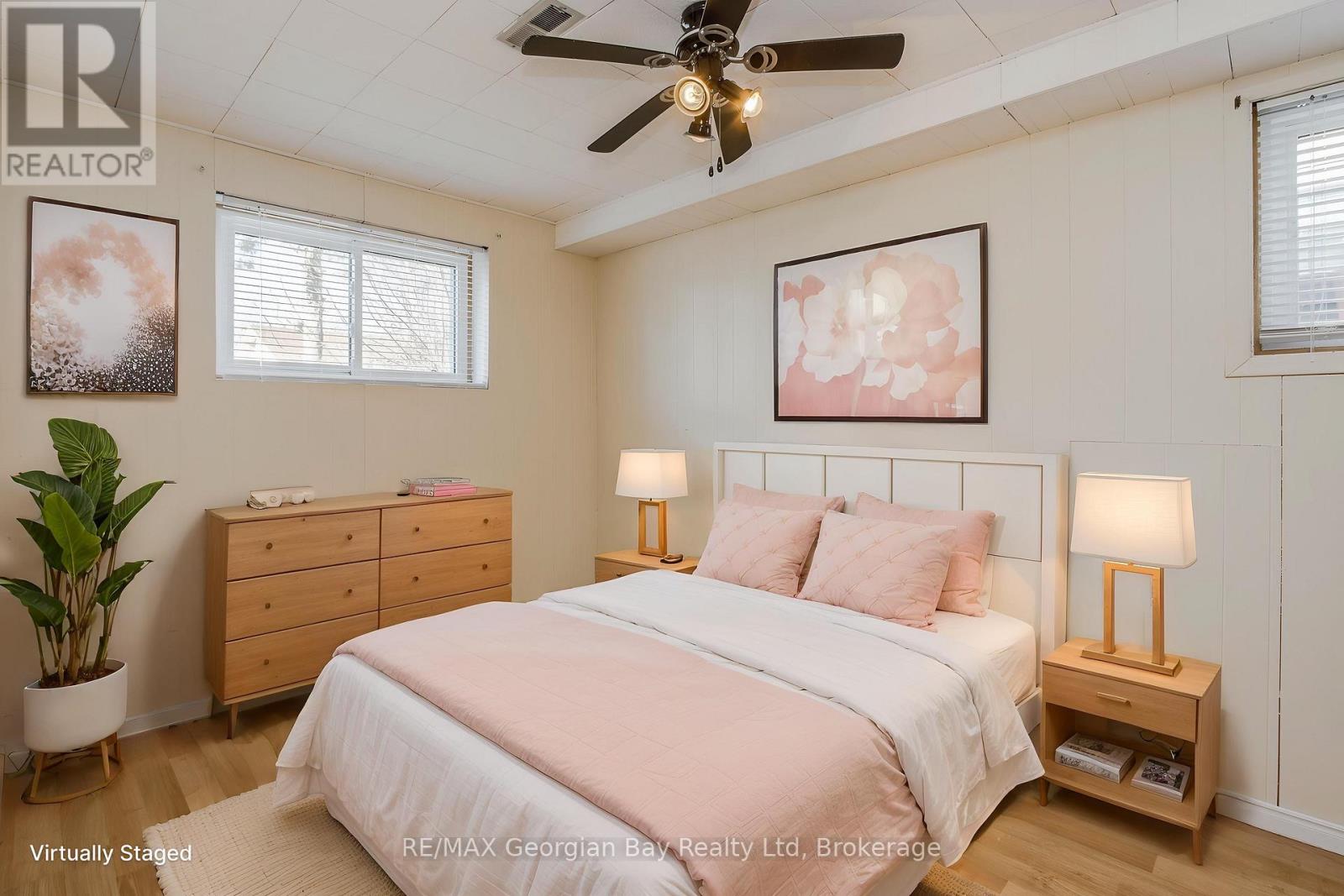 Virtually Staged bedroom in basement
