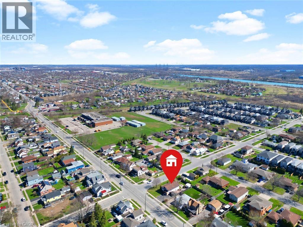 Aerial perspective of suburban area