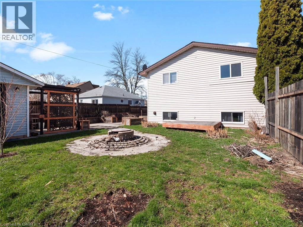 Fenced backyard with fire pit