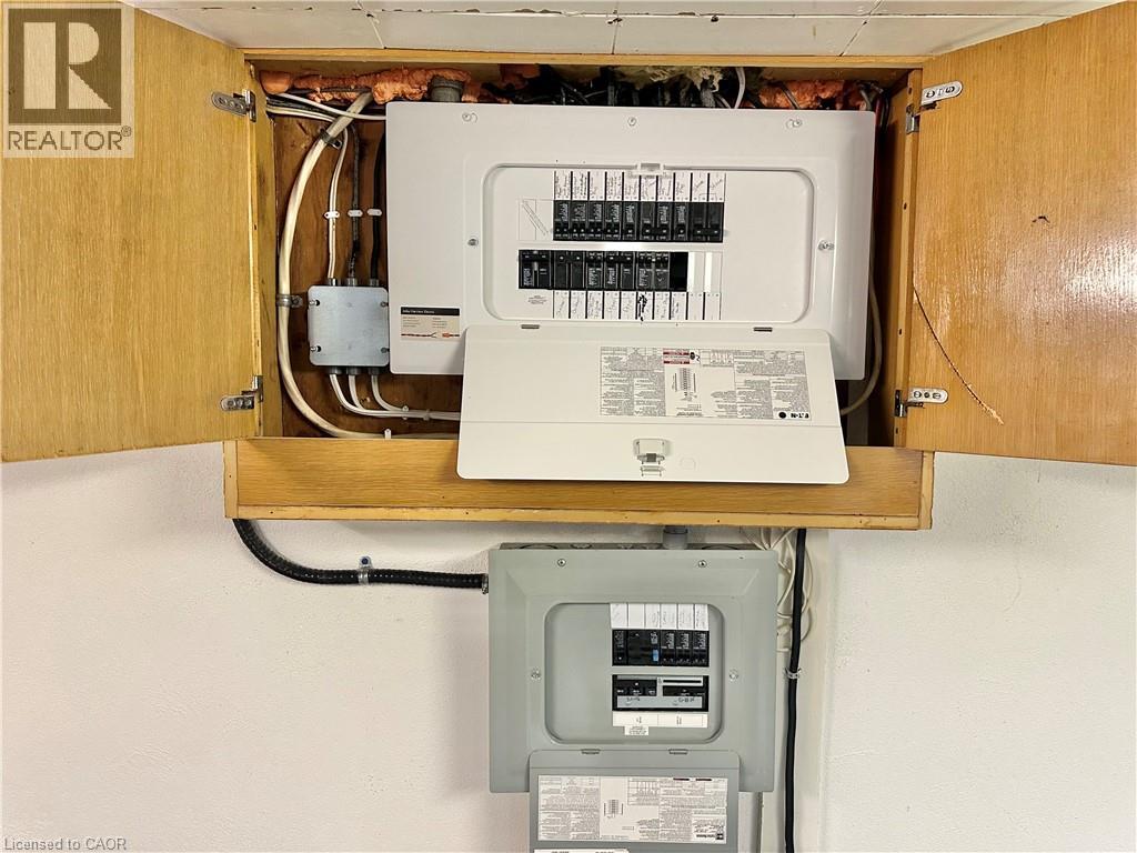 Utility room featuring electric panel plus extra hook up for generator.