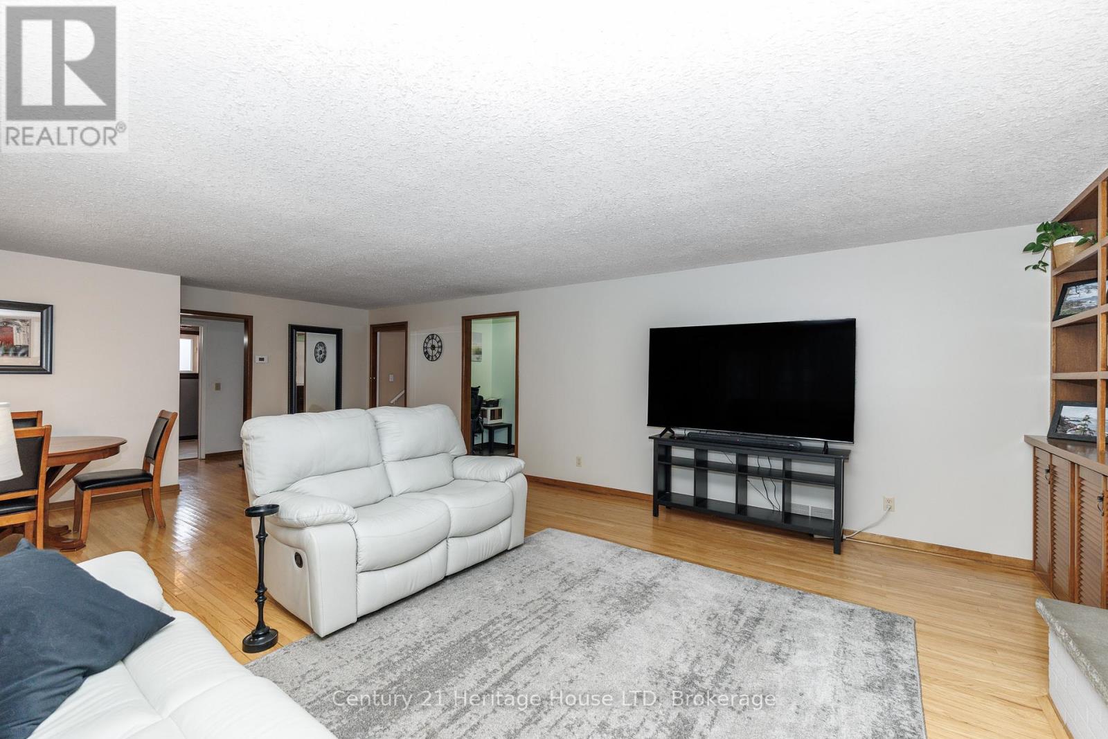 Living room with gleaming hardwood