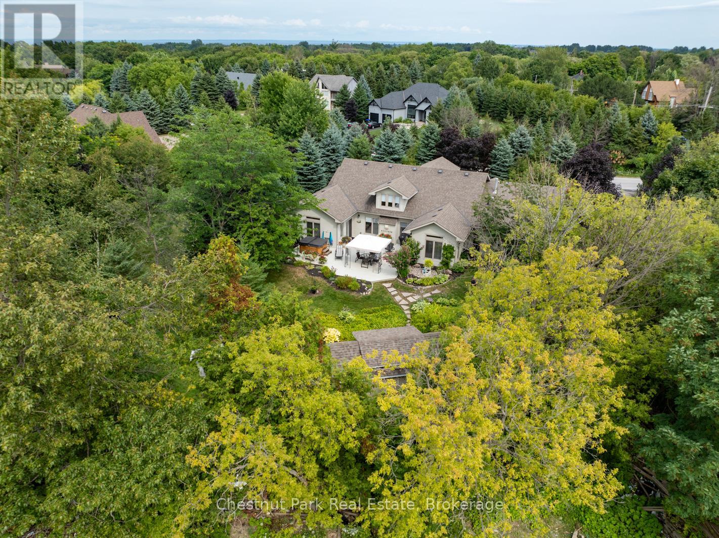 Aerial view of the private back yard