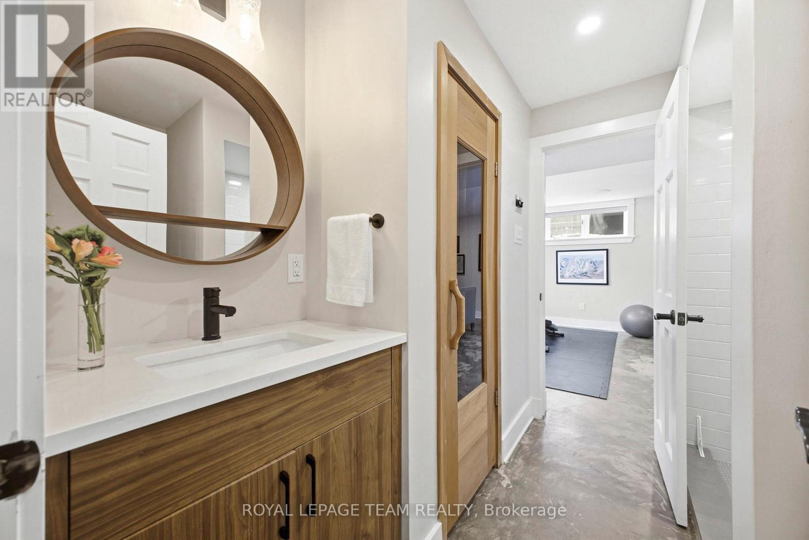 Lower level 3 pc bath with access to sauna