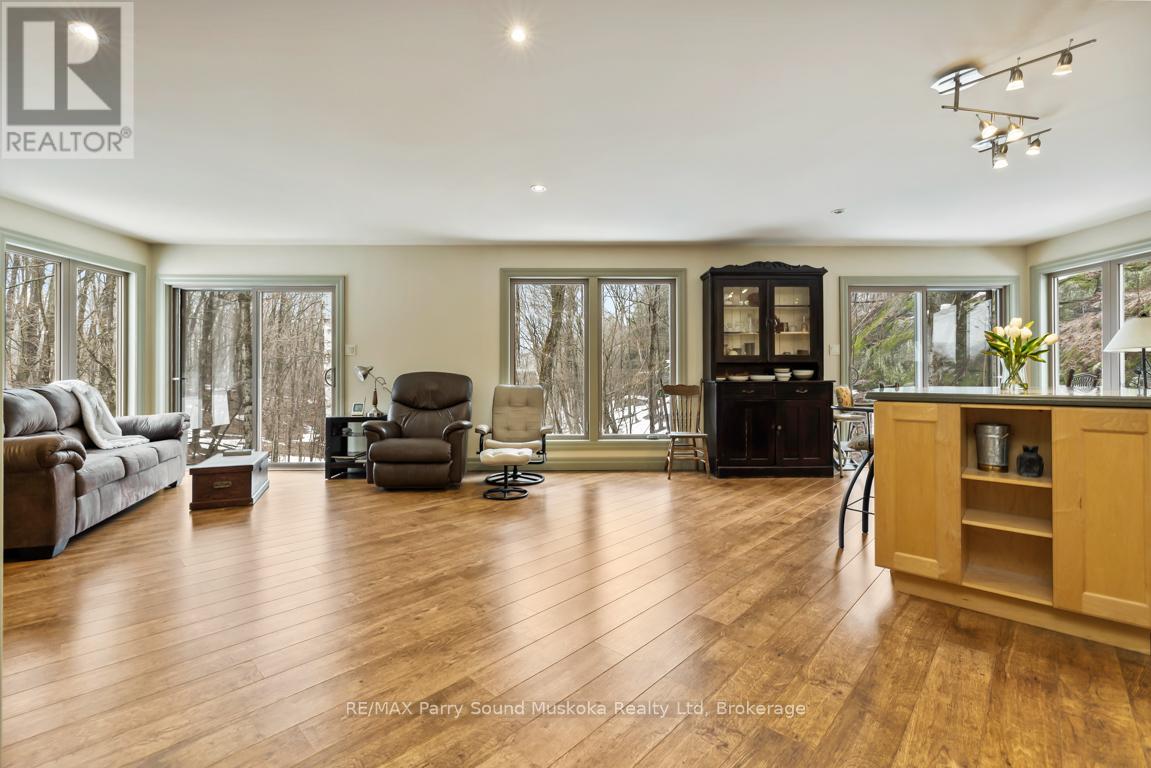 Great room wrapped in windows