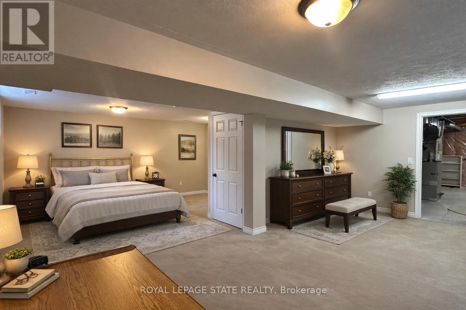 Virtually Staged basement bedroom