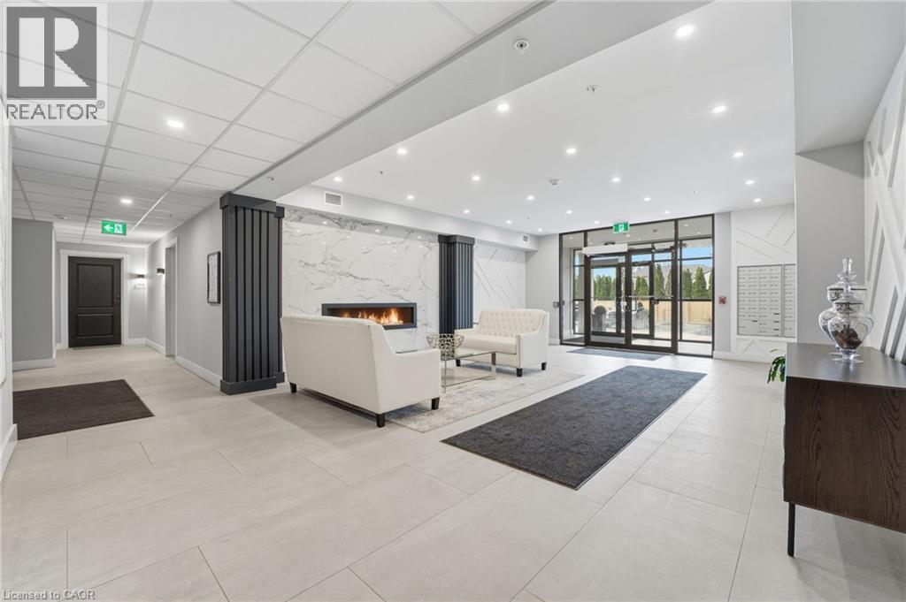 Lobby featuring recessed lighting and expansive windows
