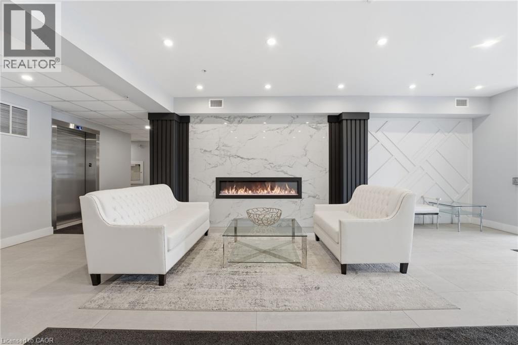 Building lobby with recessed lighting