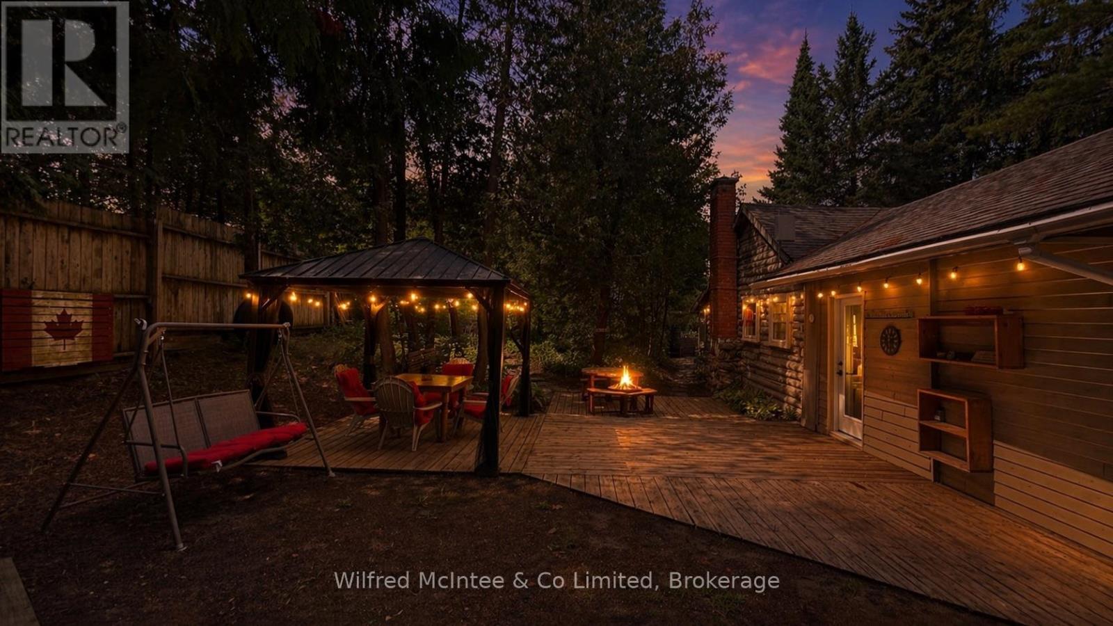Evening glow with fire and party lights