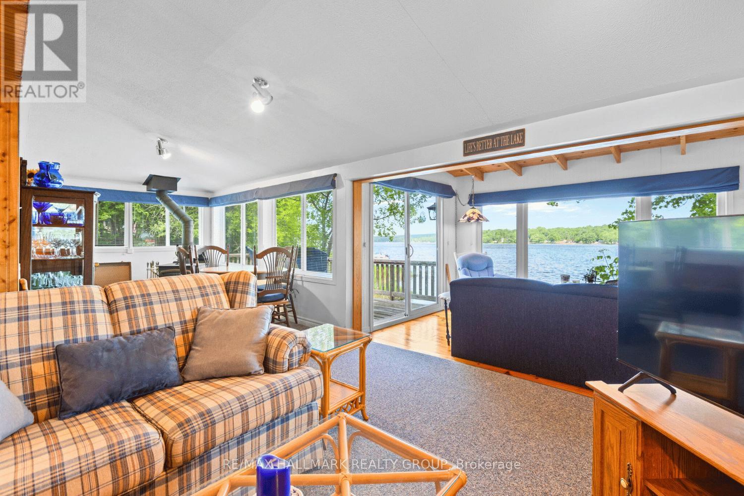 Open living space with lakefront views