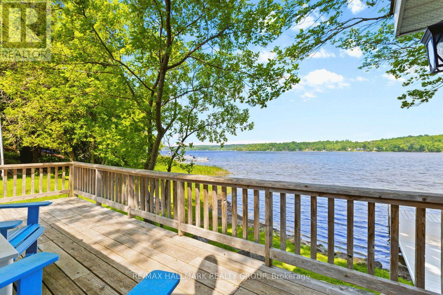 Elevated deck overlooking peaceful waters